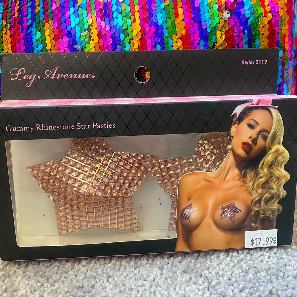 Leg Avenue Gummy Rhinestone Star Pasties NIB 2117